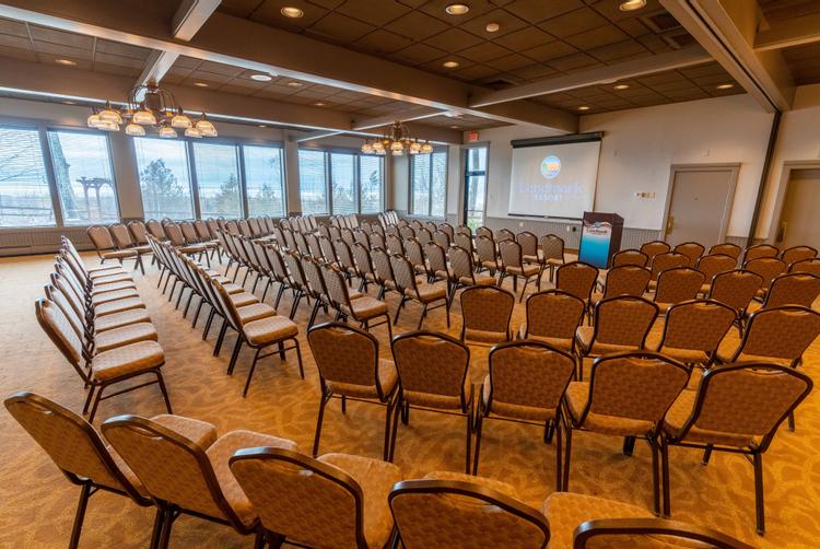 The Egg Harbor Room is the largest meeting space at the Landmark Resort and is the perfect setting for your business retreat.