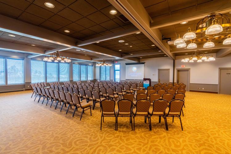The Egg Harbor Room is the largest meeting space at the Landmark Resort and is the perfect setting for your business retreat.