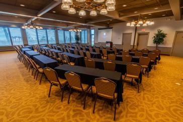 The Egg Harbor Room is the largest meeting space at the Landmark Resort and is the perfect setting for your business retreat.