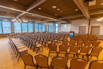 The Egg Harbor Room is the largest meeting space at the Landmark Resort and is the perfect setting for your business retreat.