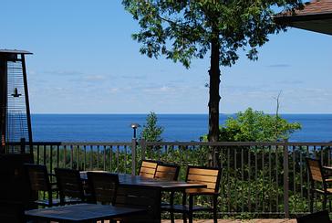 View of Green Bay from the terrace at Ember Restaurant in Door County