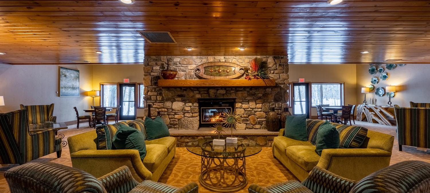 Our lobbies provide cozy comfort and spectacular views of the bay of Green Bay