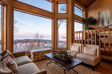 Our lobbies provide cozy comfort and spectacular views of the bay of Green Bay